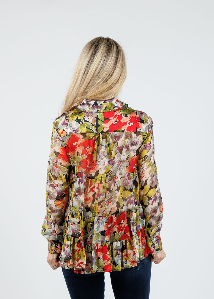 Cinq a Sept Canyon Bloom Dare Top in Black Multi available at Barbara Katz