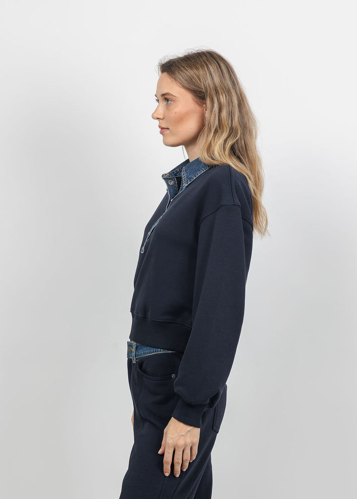 Cinq a Sept Corenna Pullover in Navy/Ruisseau available at Barbara Katz