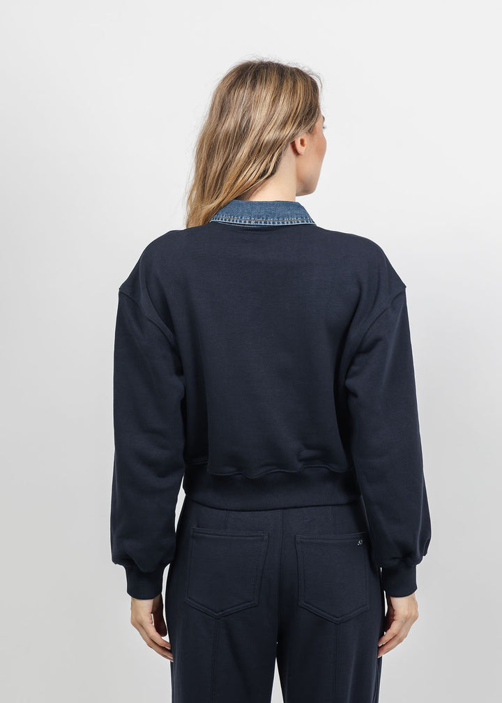 Cinq a Sept Corenna Pullover in Navy/Ruisseau available at Barbara Katz