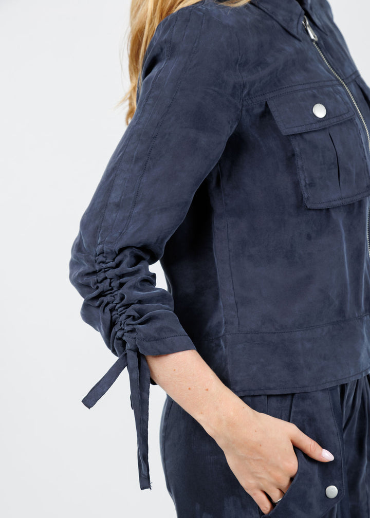 Cinq a Sept Dale Washed Twill Jacket in Navy available at Barbara Katz