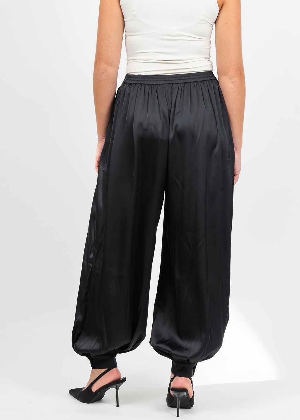 Cinq a Sept Esme Satin Verne Pant in Black available at Barbara Katz
