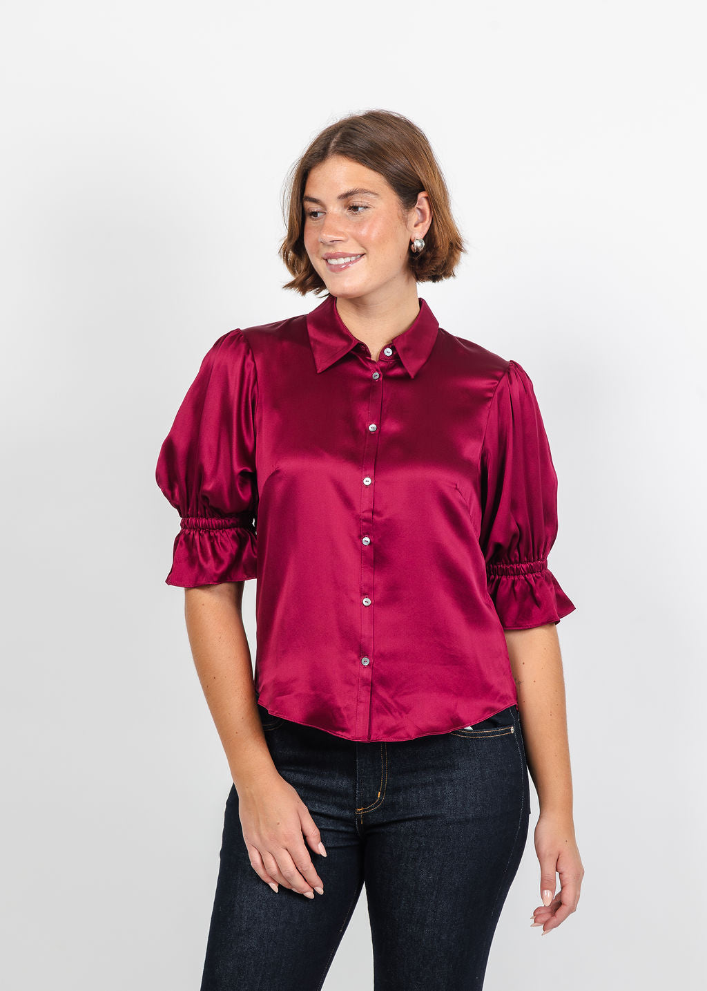 Cinq a Sept Fiona Top in Beet Red available at Barbara Katz
