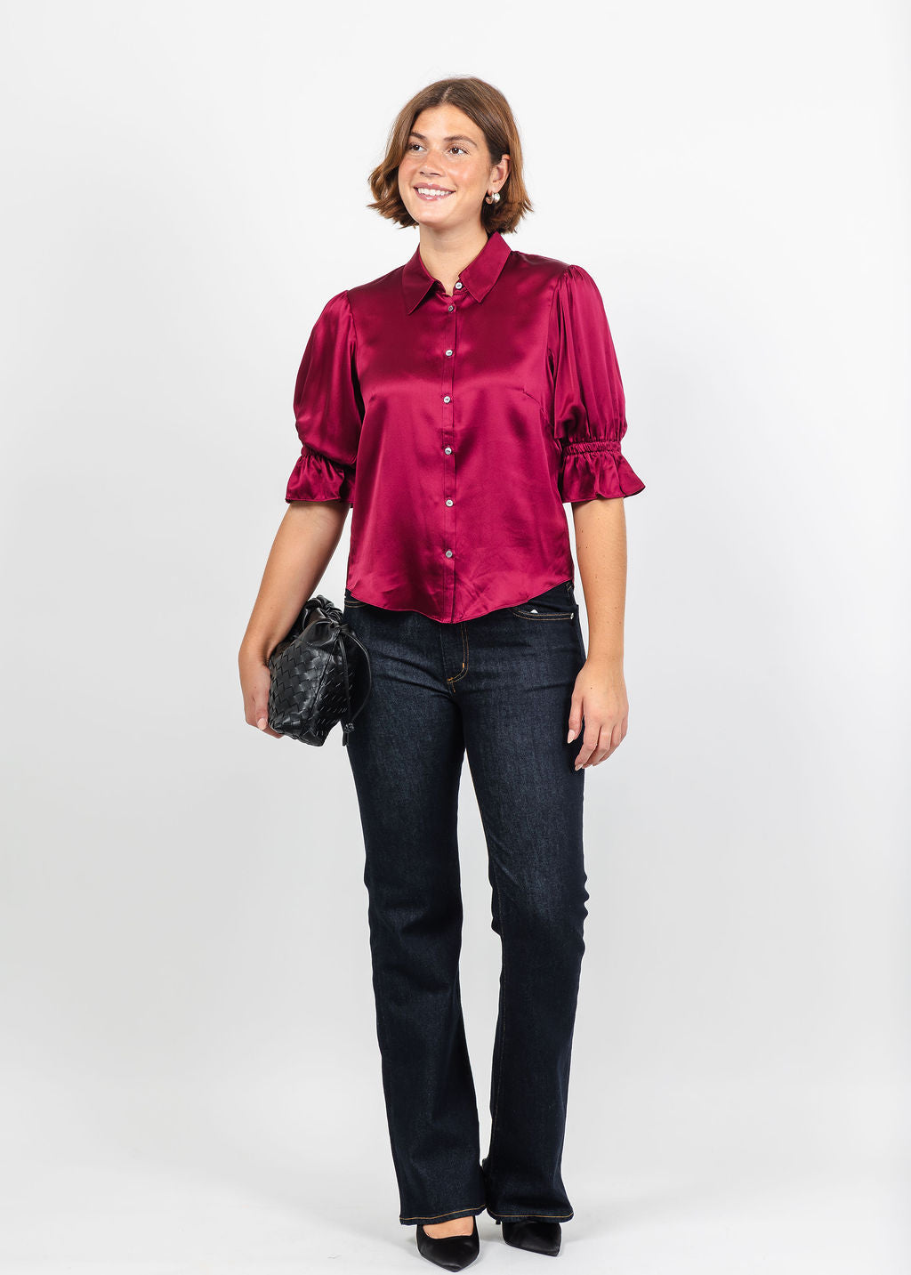 Cinq a Sept Fiona Top in Beet Red available at Barbara Katz