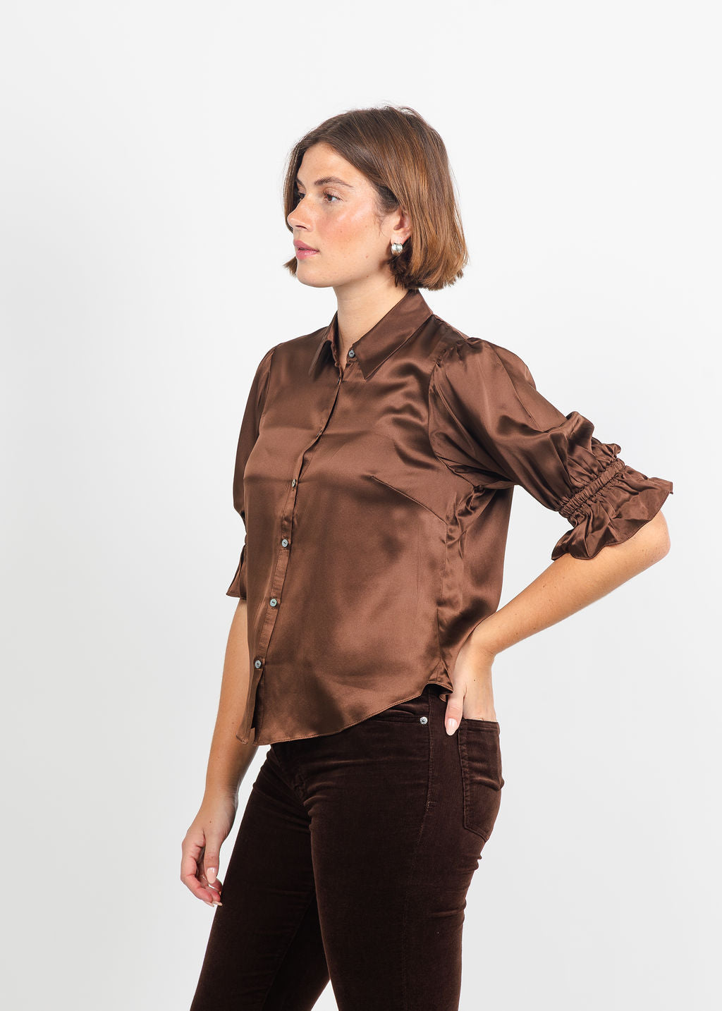 Cinq a Sept Fiona Top in Espresso available at Barbara Katz