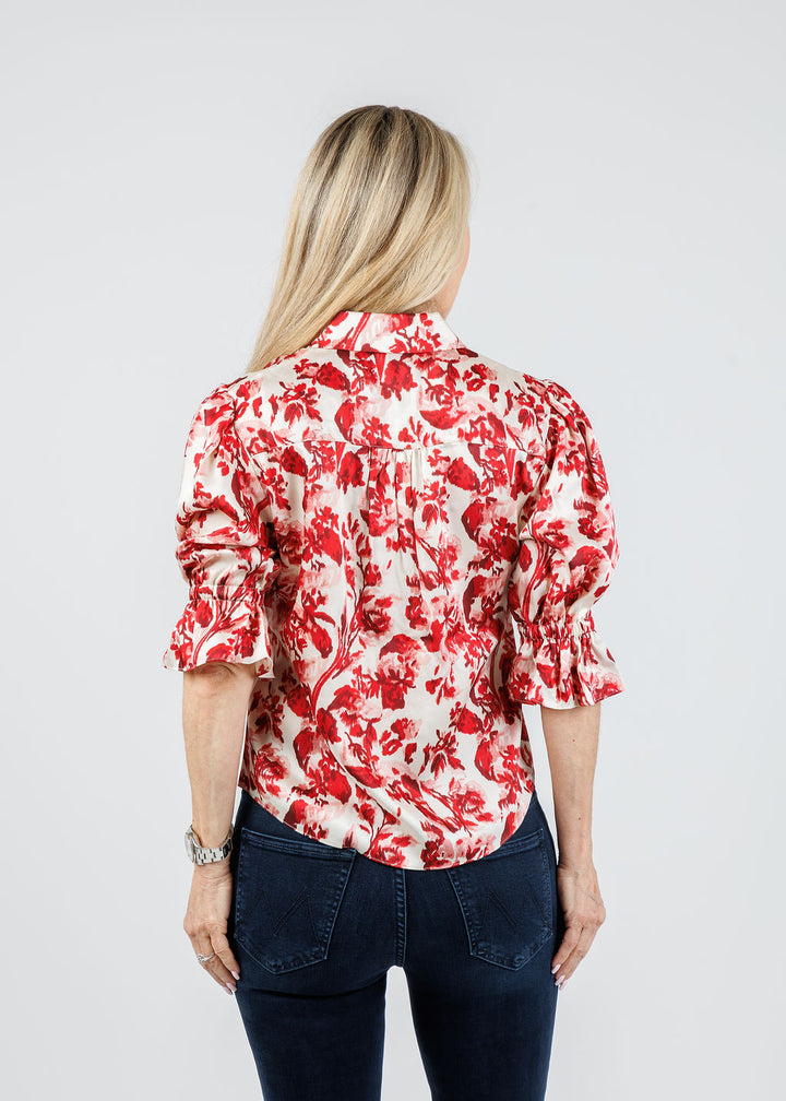 Cinq a Sept Floral Ribbons Fiona Top in Cherry Rose Multi available at Barbara Katz
