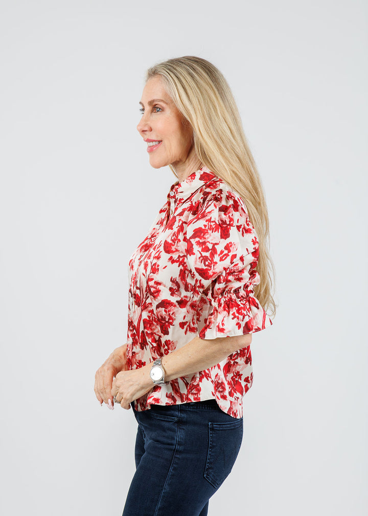 Cinq a Sept Floral Ribbons Fiona Top in Cherry Rose Multi available at Barbara Katz