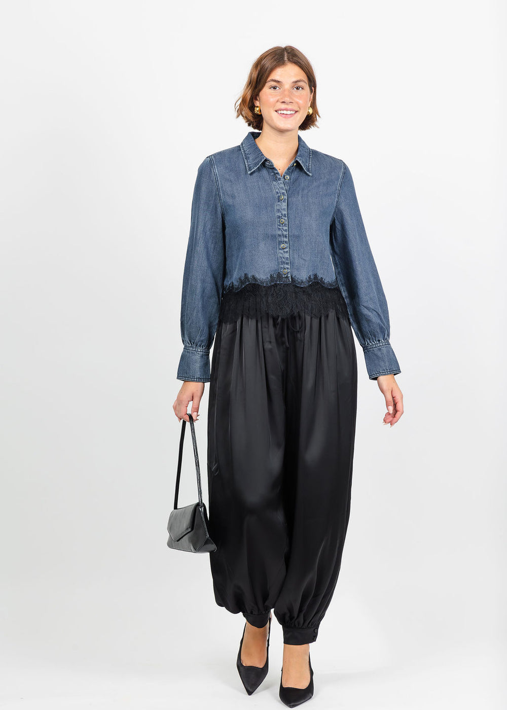 Cinq a Sept Greta Top in Inkwell/Black available at Barbara Katz