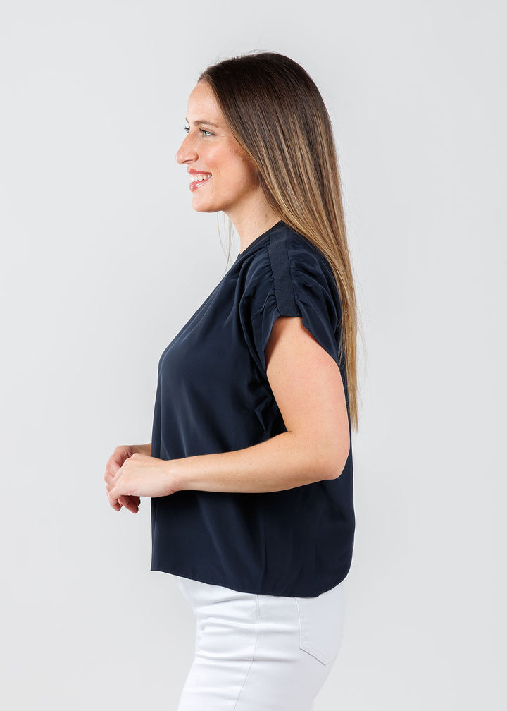 Cinq a Sept Lorraine Top in Navy available at Barbara Katz