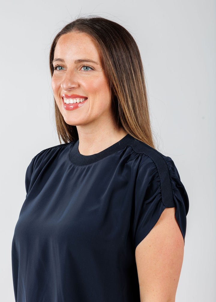Cinq a Sept Lorraine Top in Navy available at Barbara Katz