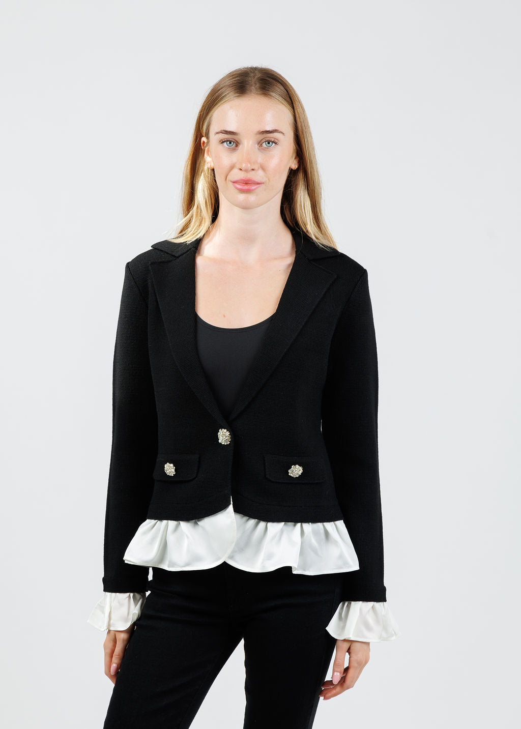 Cinq à Sept Melisan Jacket in Black/Ivory available at Barbara Katz