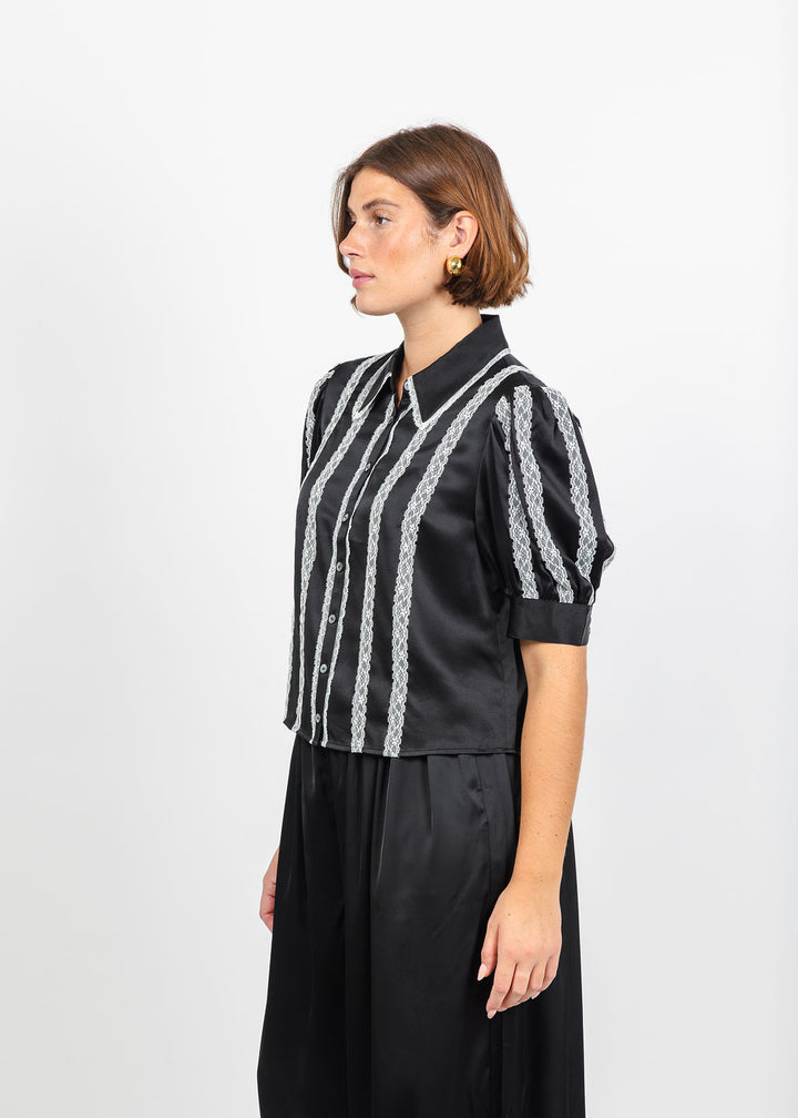 Cinq a Sept Nalea Top in Black/Ivory available at Barbara Katz