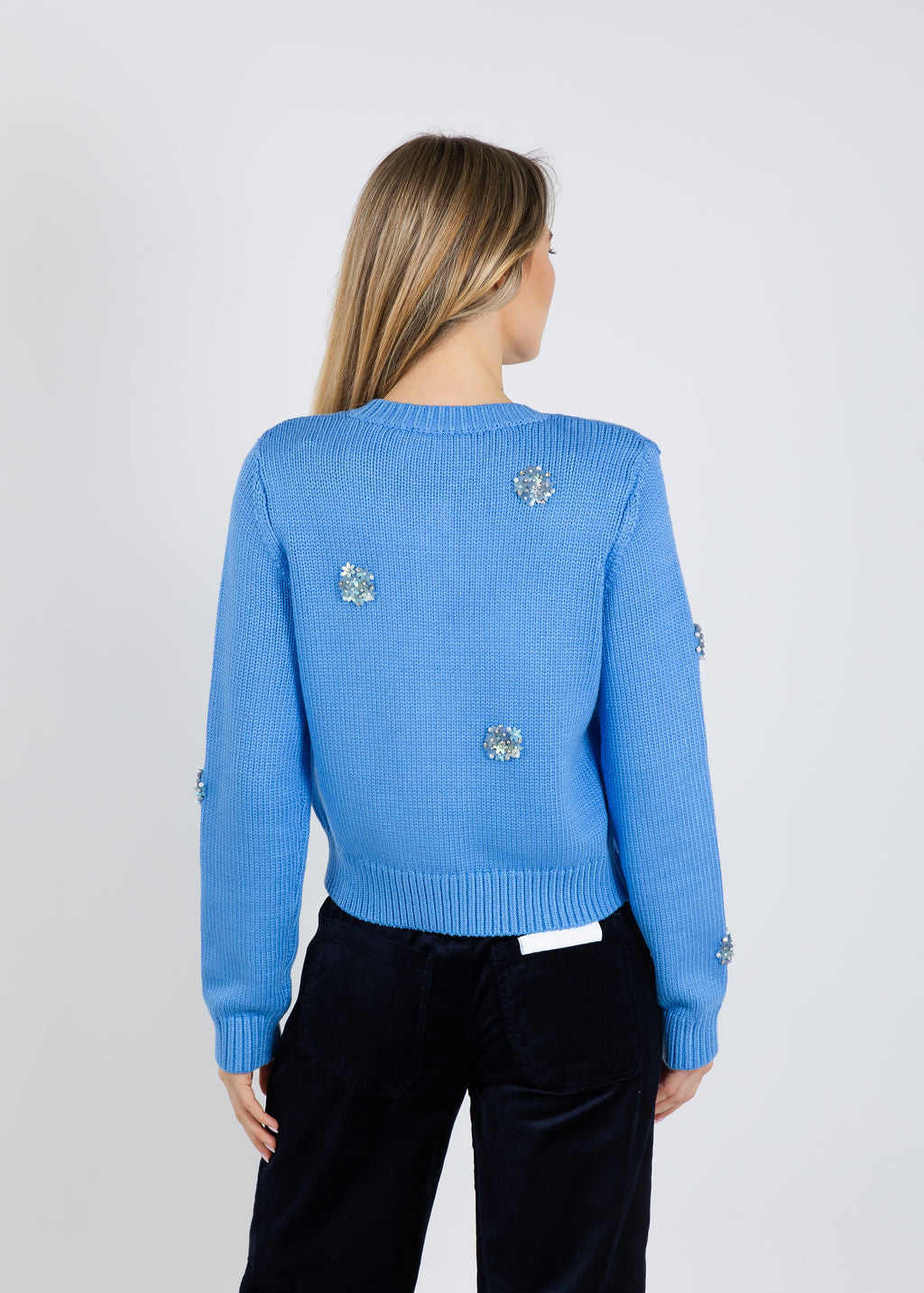 Cinq a Sept Piera Mini Sparkle Cardigan in Cobalt Wave available at Barbara Katz