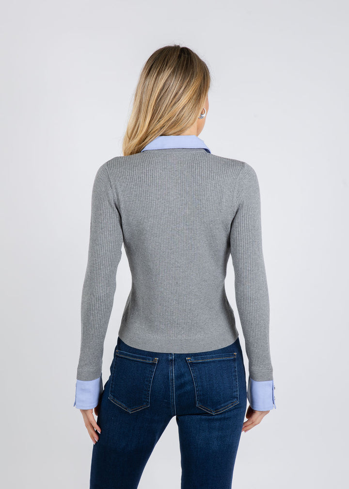Cinq a Sept Soma Cardigan in Heather Grey/Rain Cloud available at Barbara Katz