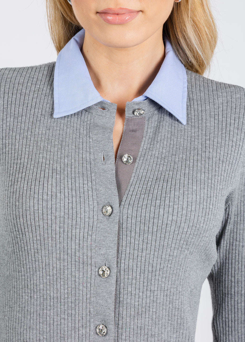 Cinq a Sept Soma Cardigan in Heather Grey/Rain Cloud available at Barbara Katz