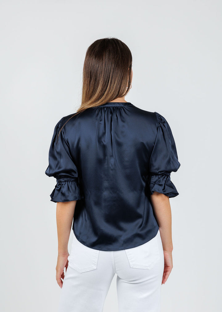 Split Neck Fiona Top - Navy