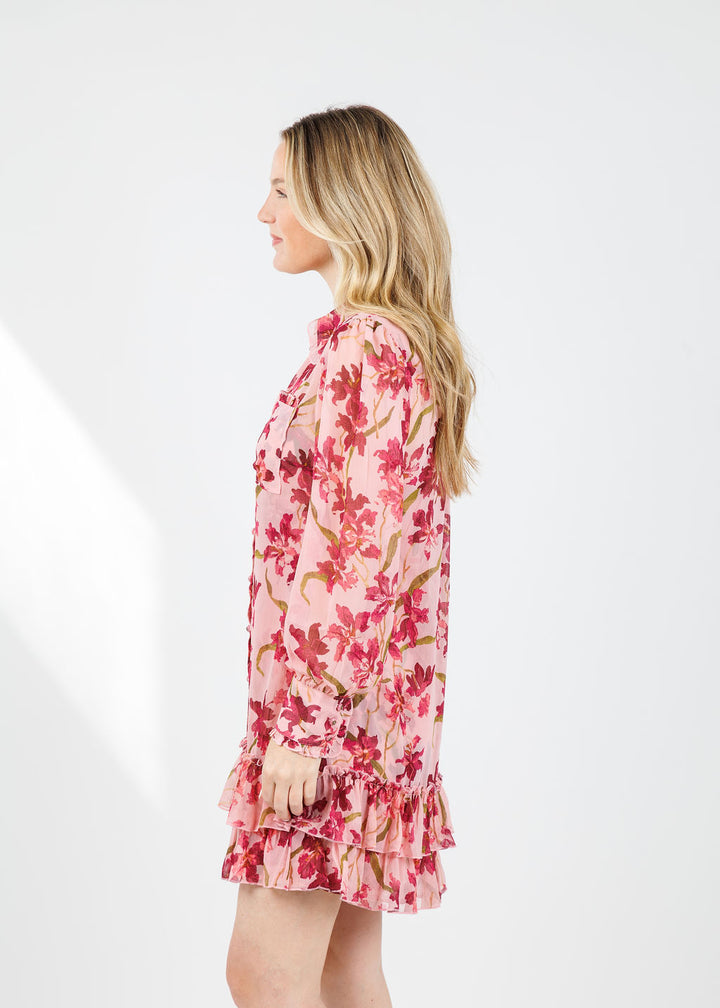 Cinq a Sept Trailing Hibiscus Lupetto Dress in Blush Petal Multi available at Barbara Katz