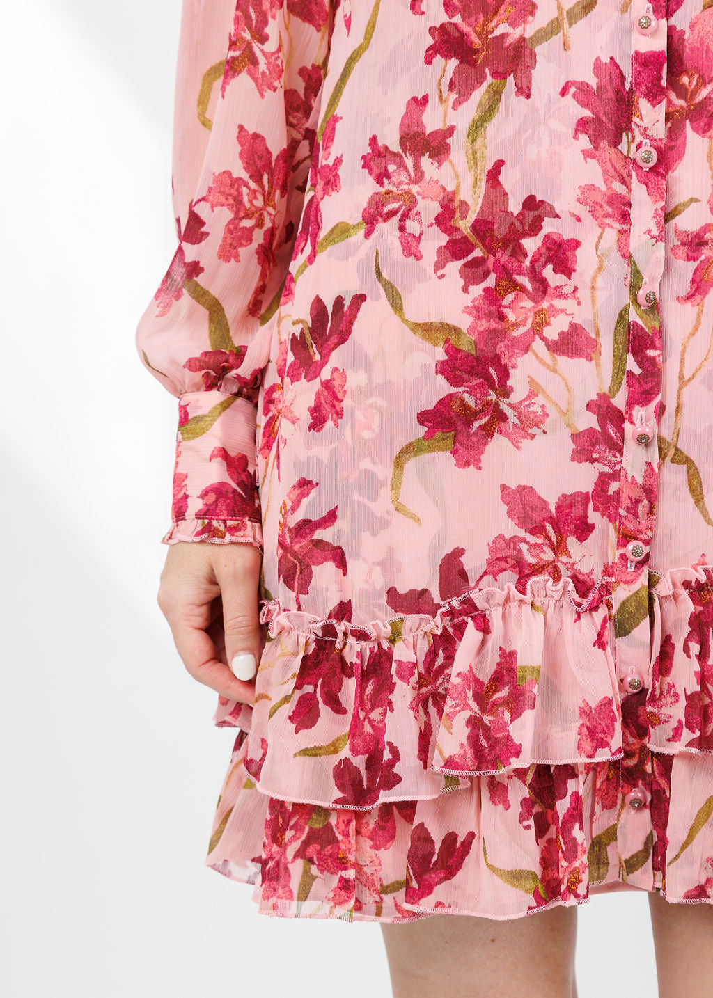 Cinq a Sept Trailing Hibiscus Lupetto Dress in Blush Petal Multi available at Barbara Katz