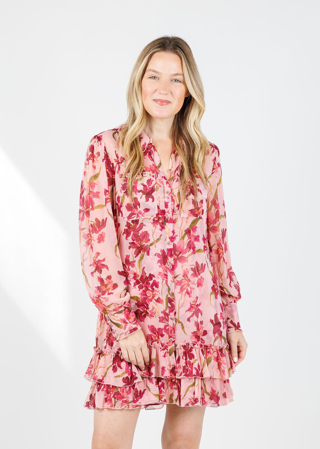 Cinq a Sept Trailing Hibiscus Lupetto Dress in Blush Petal Multi available at Barbara Katz