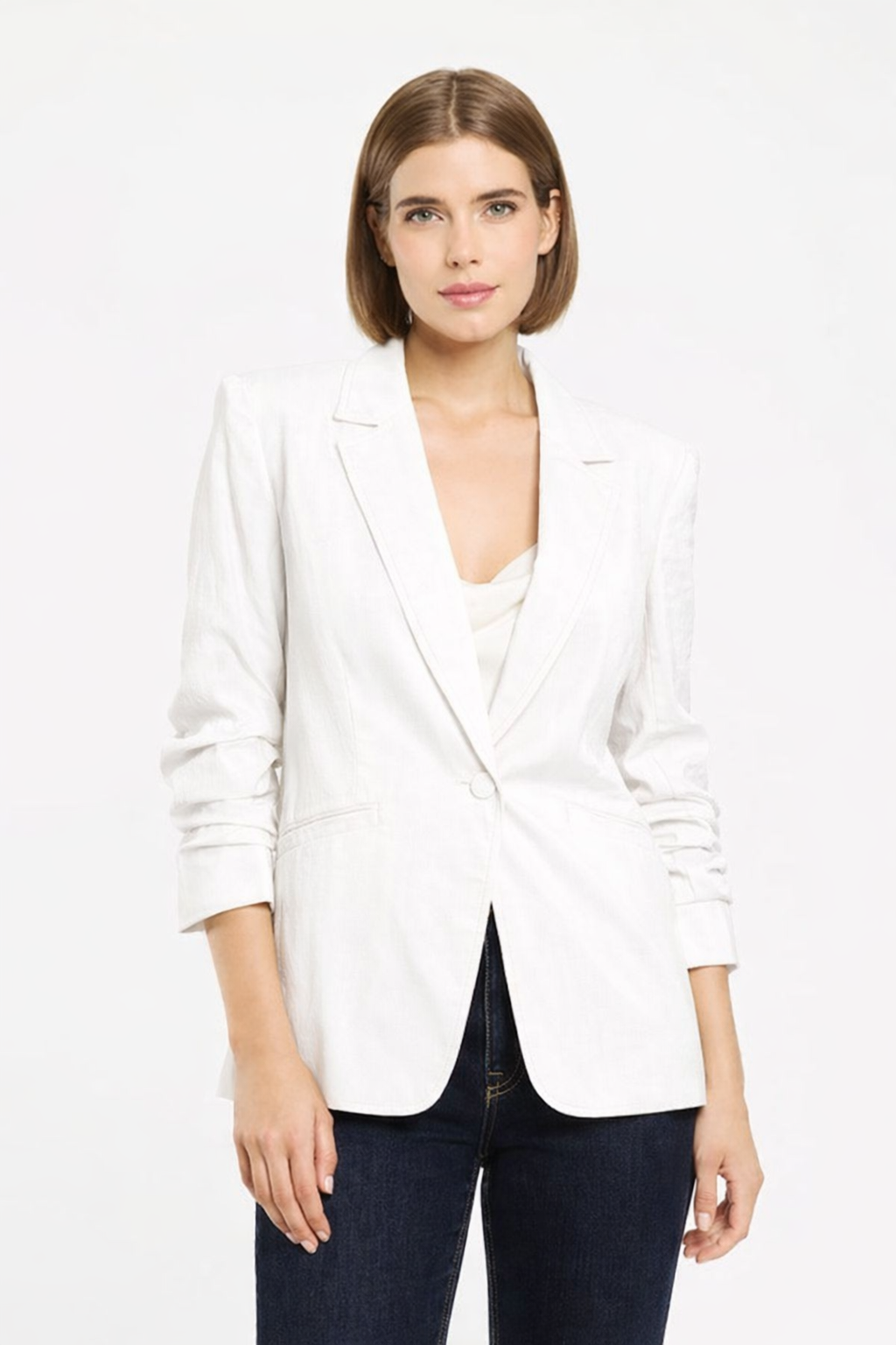 Cinq a Sept Tumbled Woven Khloe Blazer in White available at Barbara Katz