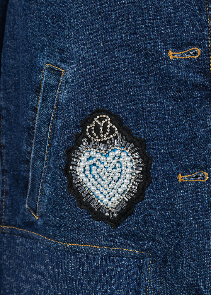 Cinq a Sept Varsity Denim Dominique Jacket in Oceane available at Barbara Katz