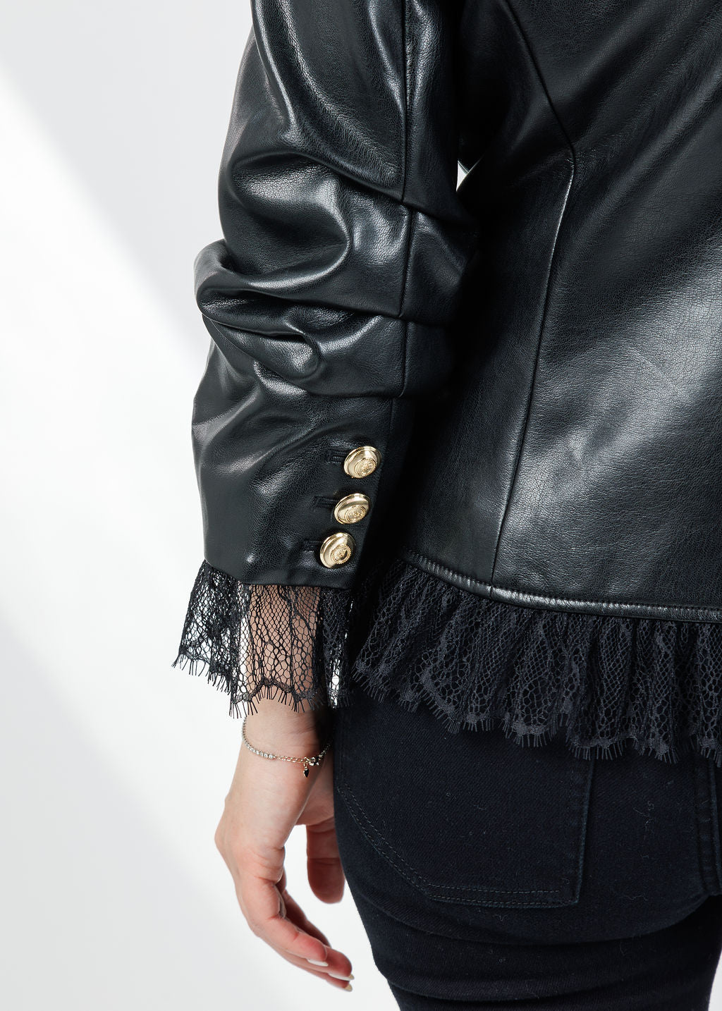 Cinq a Sept Vegan Leather Le Petit Roxie Blazer in Black available at Barbara Katz
