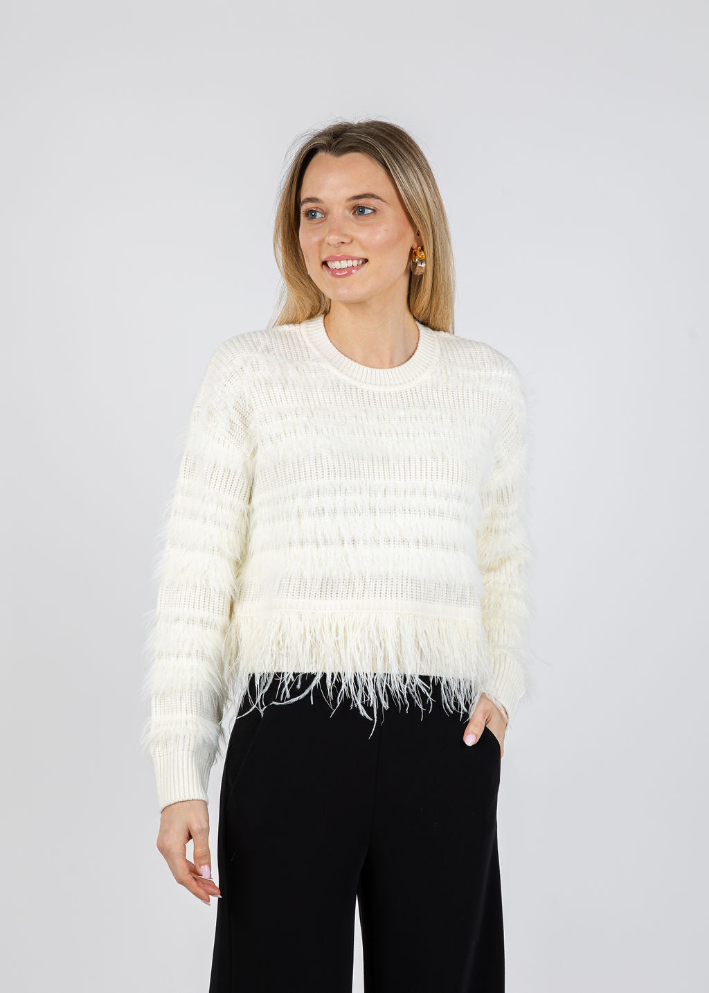 Cinq a Sept Vivi Pullover Sweater in Ivory available at Barbara Katz