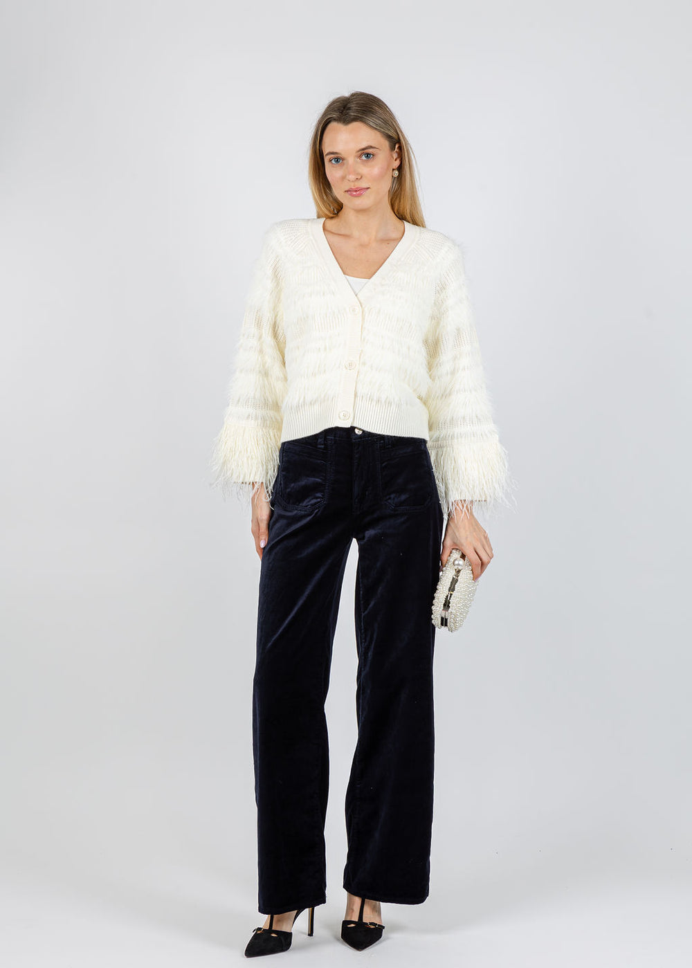 Cinq a Sept Vivica Cardigan in Ivory available at Barbara Katz