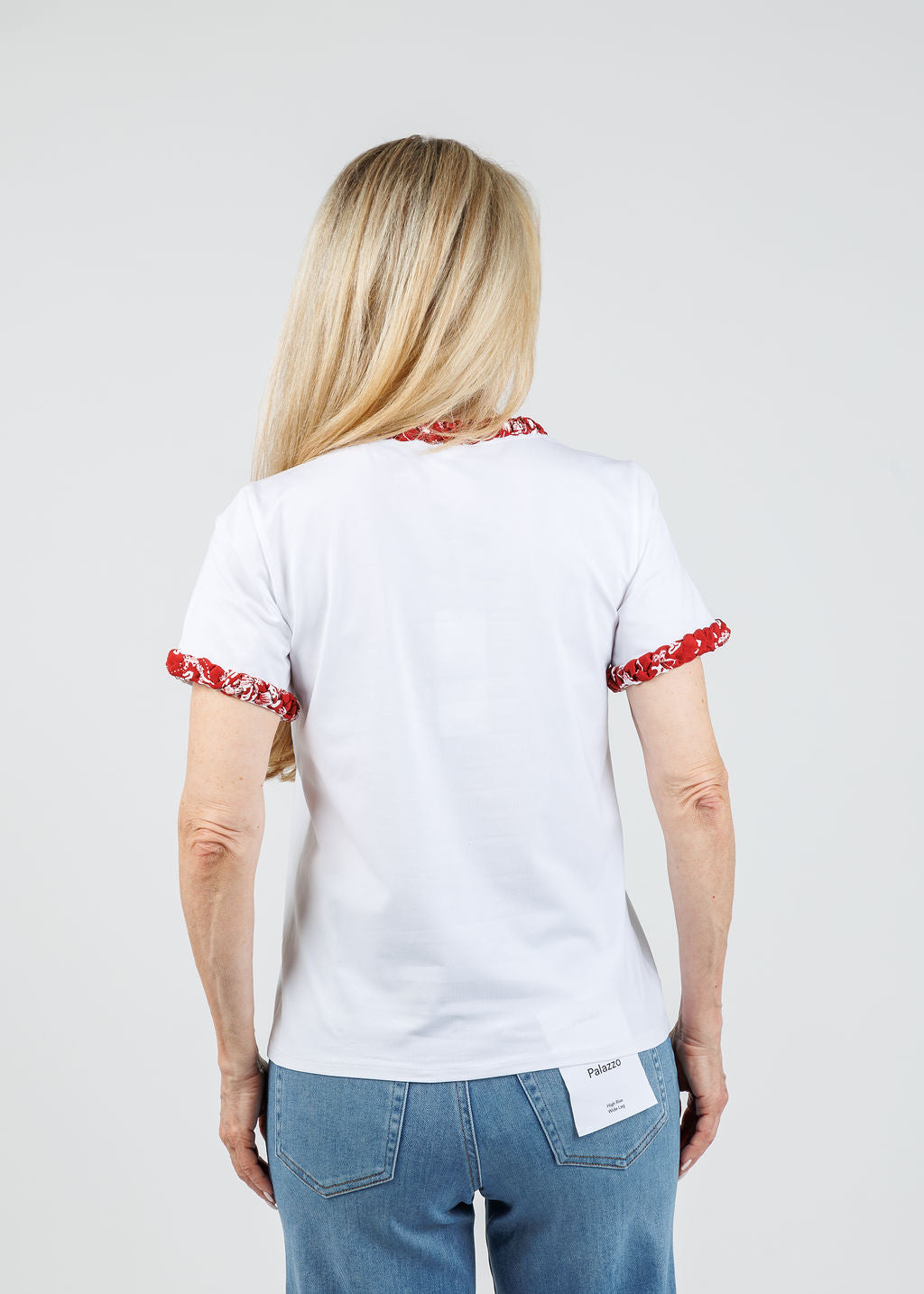 Cinq a Sept Bandana Braided Tee in White/Bordeaux available at Barbara Katz