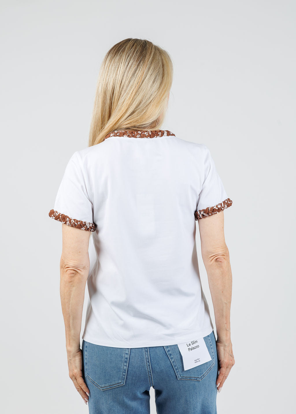 Cinq a Sept Bandana Braided Tee in White/Dark Sepia available at Barbara Katz