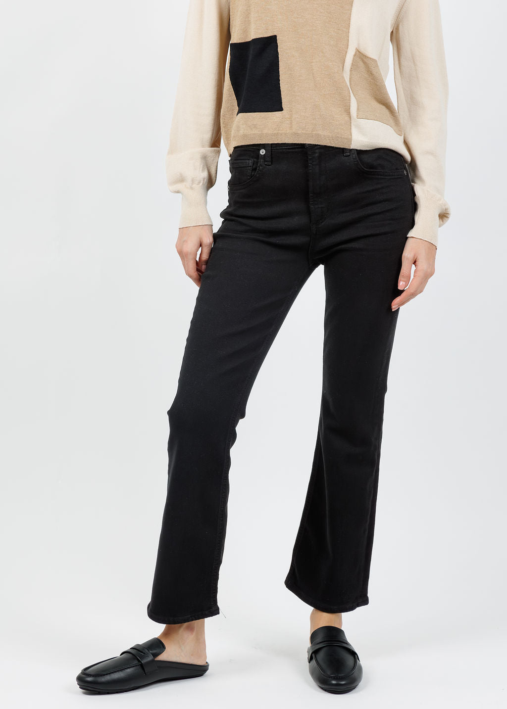 Citizens of Humanity Isola Cropped Boot Jeans in Plush Black available at Barbara Katz