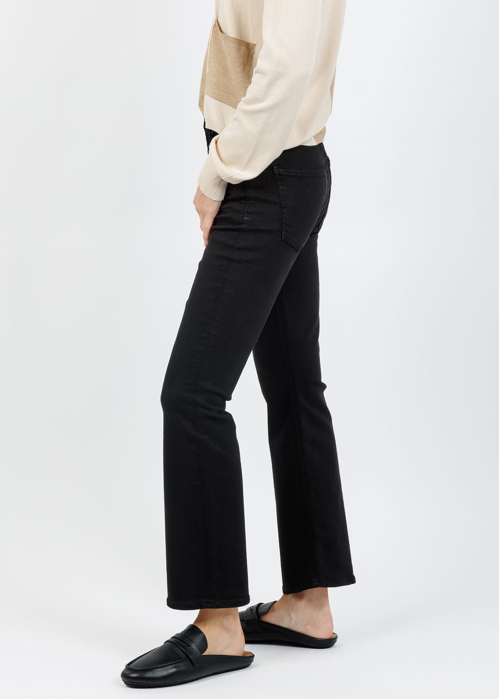 Citizens of Humanity Isola Cropped Boot Jeans in Plush Black available at Barbara Katz