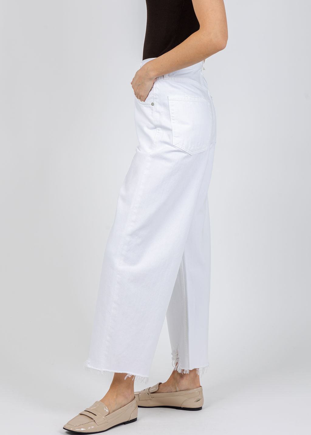 Citizens of Humanity Ayla Raw Hem Crop Pants in Harlow available at Barbara Katz