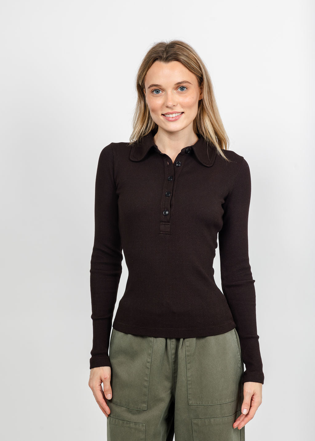 Citizens of Humanity Brea 60s Polo - Chocolate available at Barbara Katz