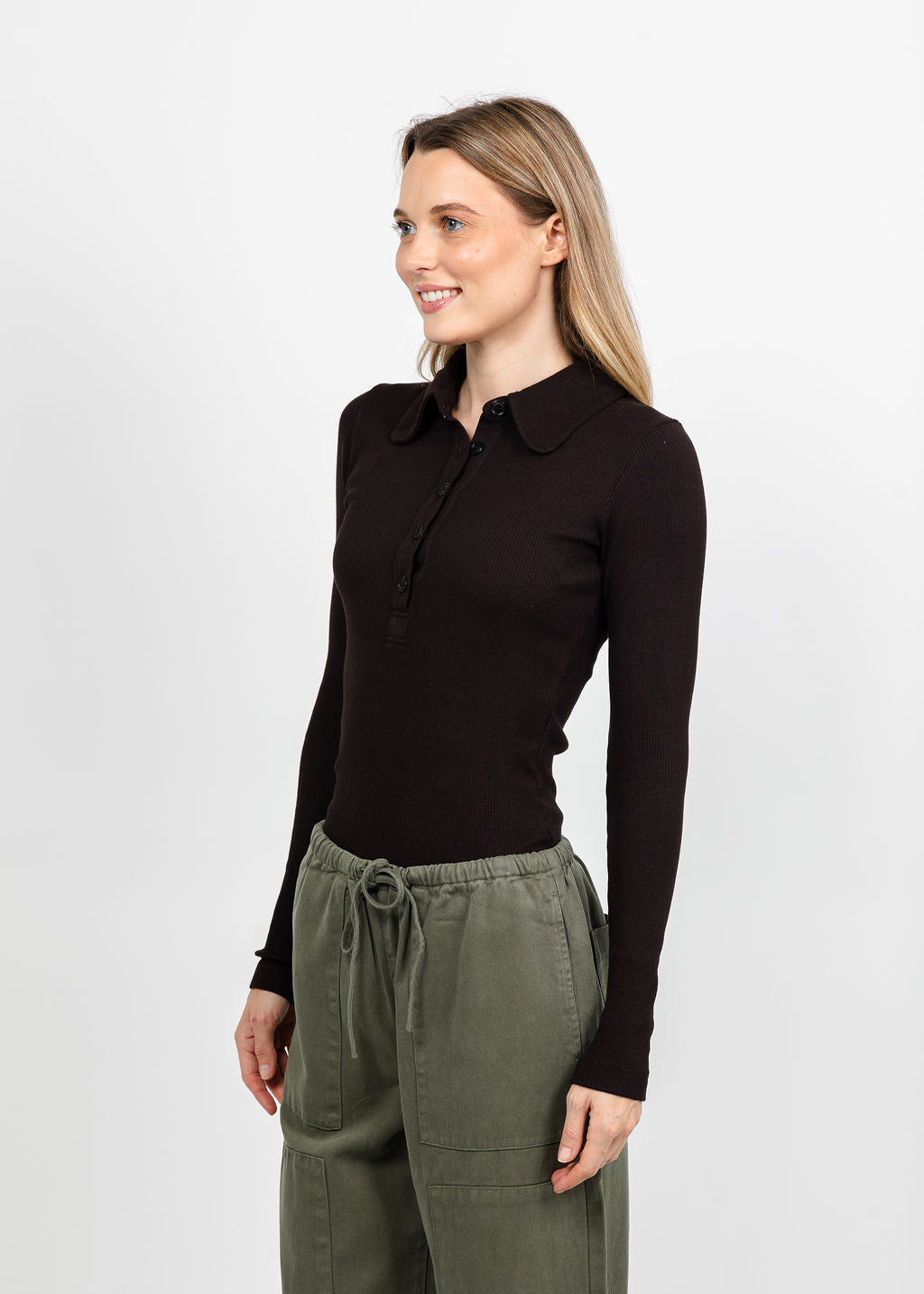 Citizens of Humanity Brea 60s Polo - Chocolate available at Barbara Katz