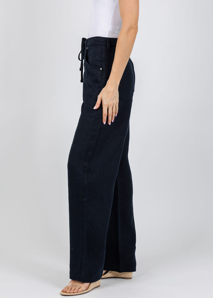 Citizens of Humanity Brynn Drawstring Linen Trousers in True Navy available at Barbara Katz
