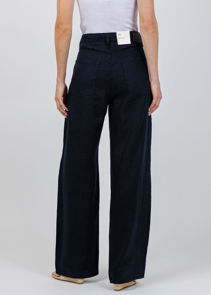 Citizens of Humanity Brynn Drawstring Linen Trousers in True Navy available at Barbara Katz