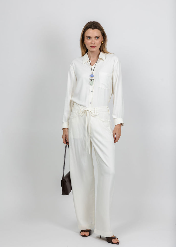 Citizens of Humanity Kayla Shrunken Shirt and Brynn Drawstring Trouser in Winter White available at Barbara Katz