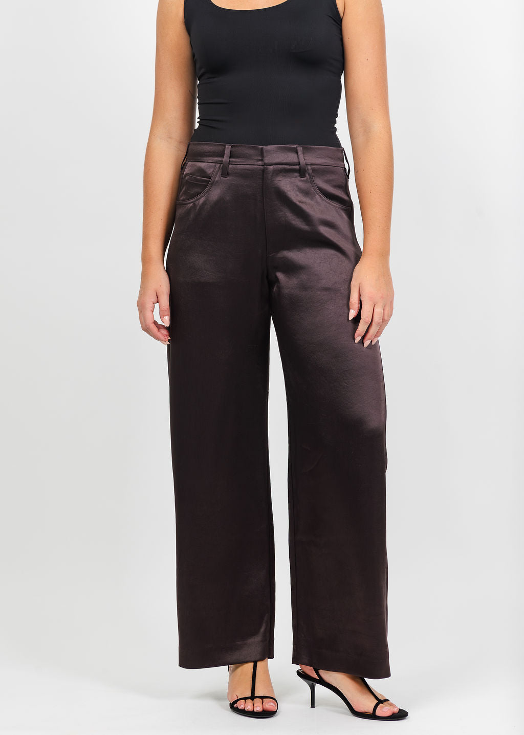 Citizens of Humanity Brynn Satin Trouser in Espresso available at Barbara Katz