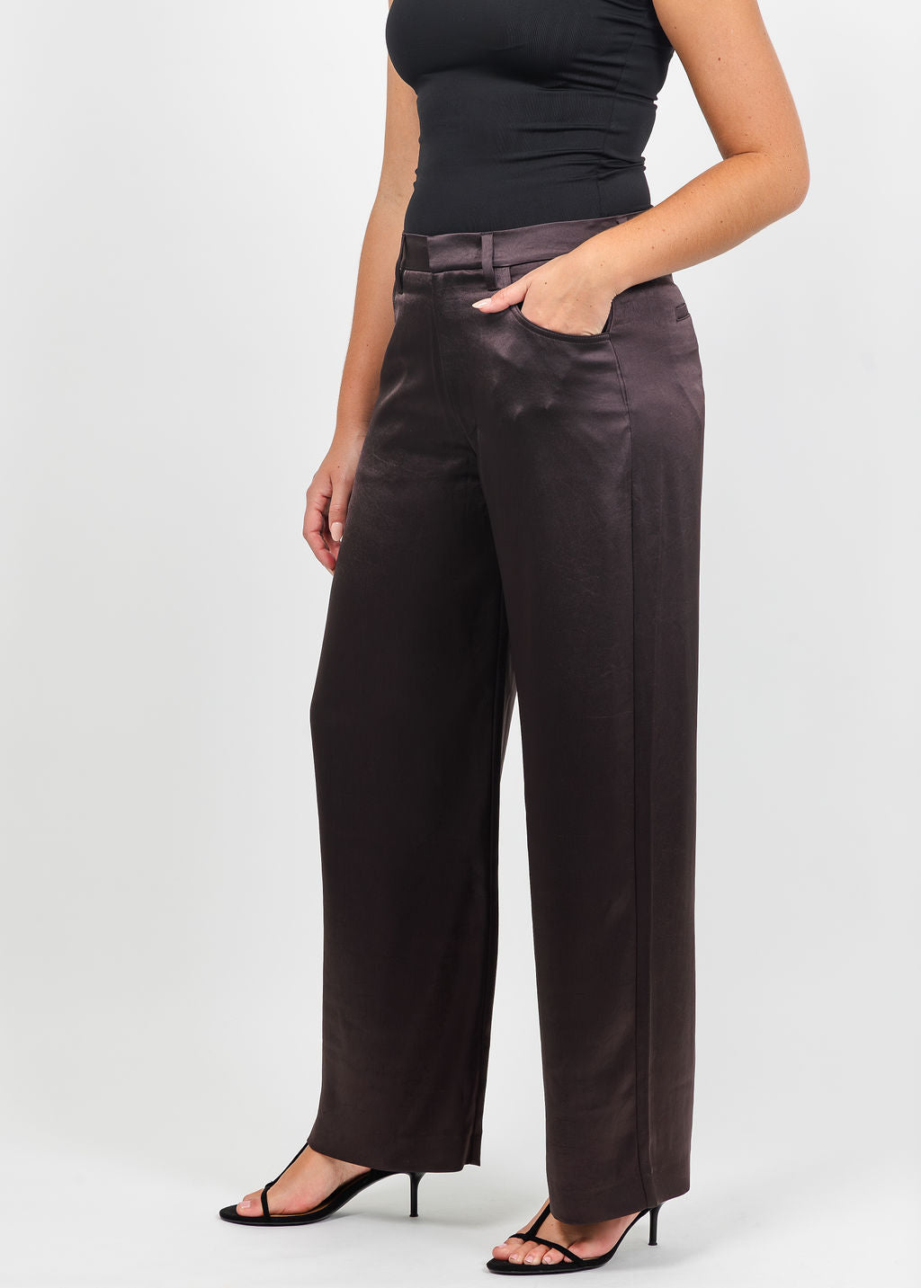 Citizens of Humanity Brynn Satin Trouser in Espresso available at Barbara Katz