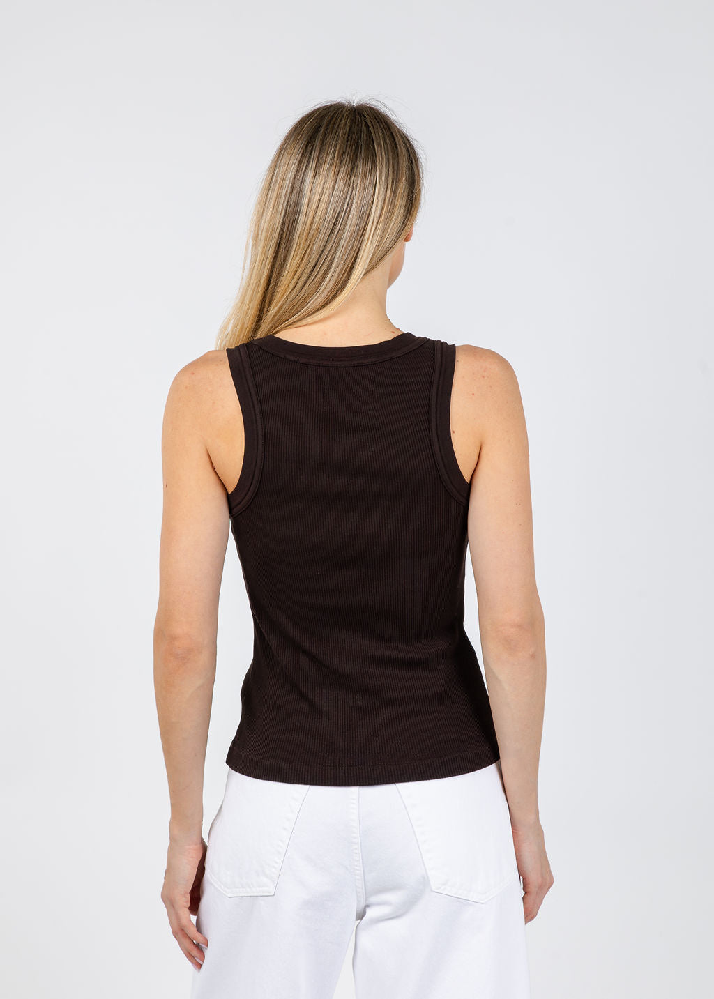Citizens of Humanity Isabel Rib Tank in Chocolate available at Barbara Katz