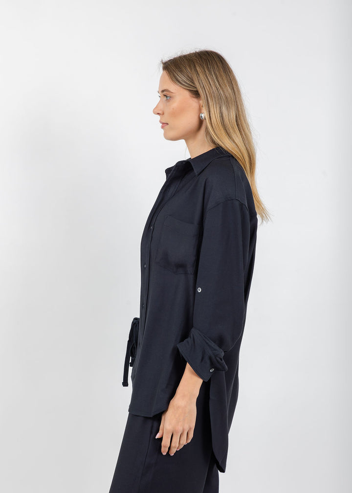 Citizens of Humanity Kayla Shirt In Portofino Twill in Navy available at Barbara Katz