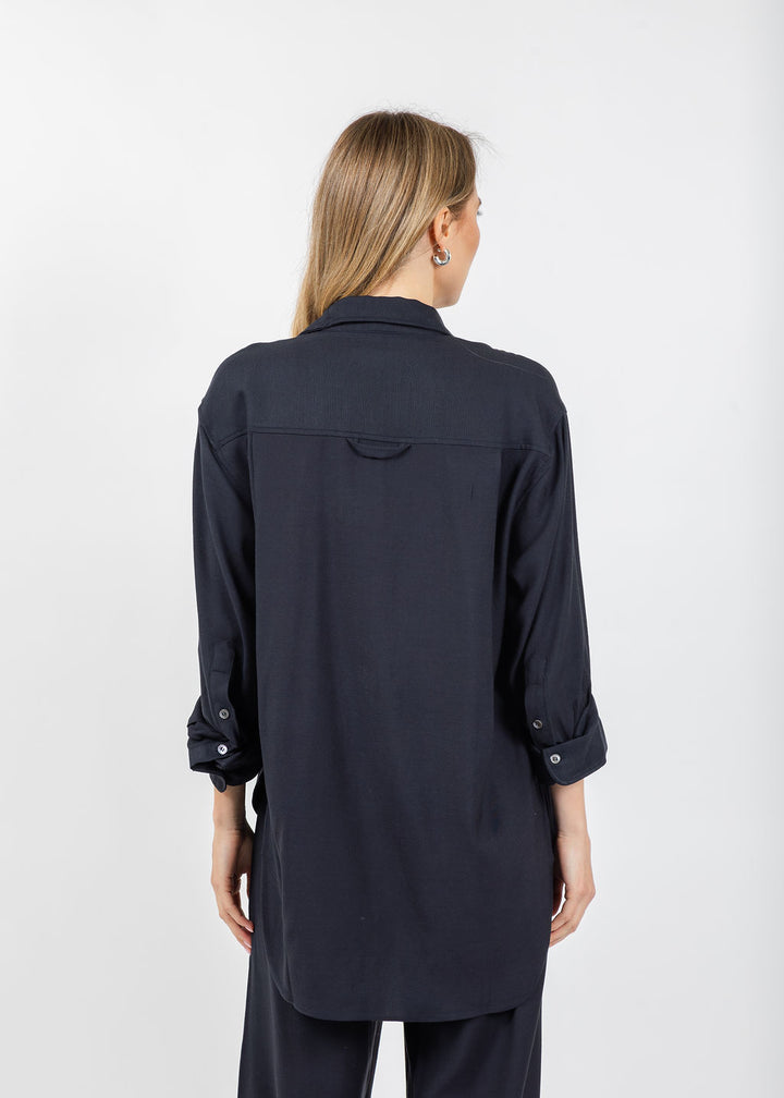 Citizens of Humanity Kayla Shirt In Portofino Twill in Navy available at Barbara Katz
