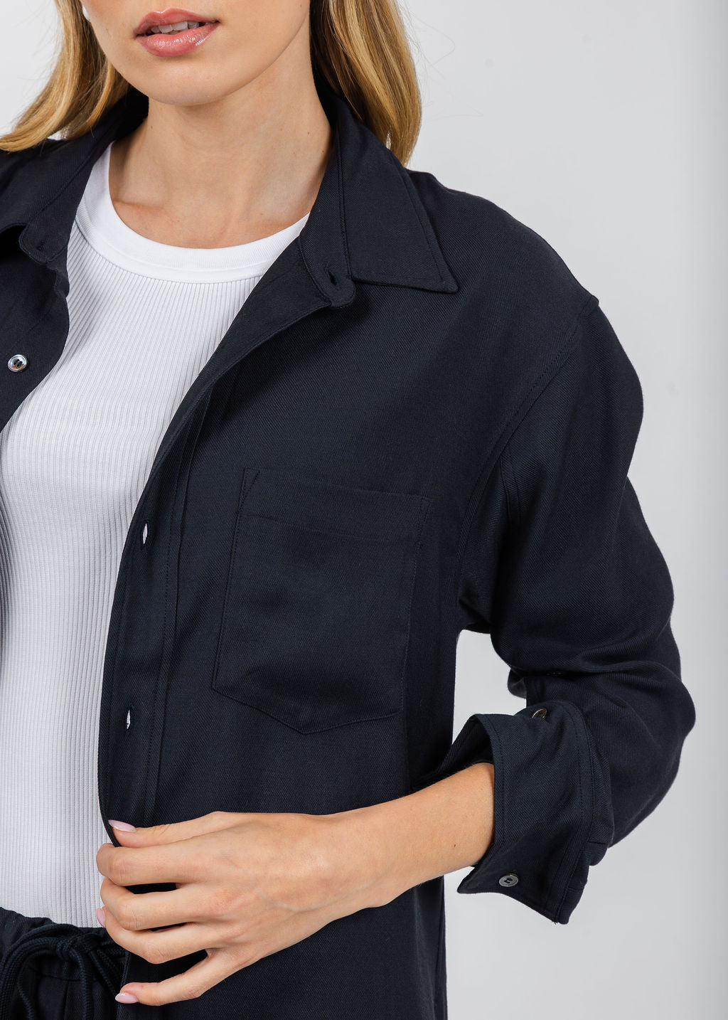 Citizens of Humanity Kayla Shirt In Portofino Twill in Navy available at Barbara Katz