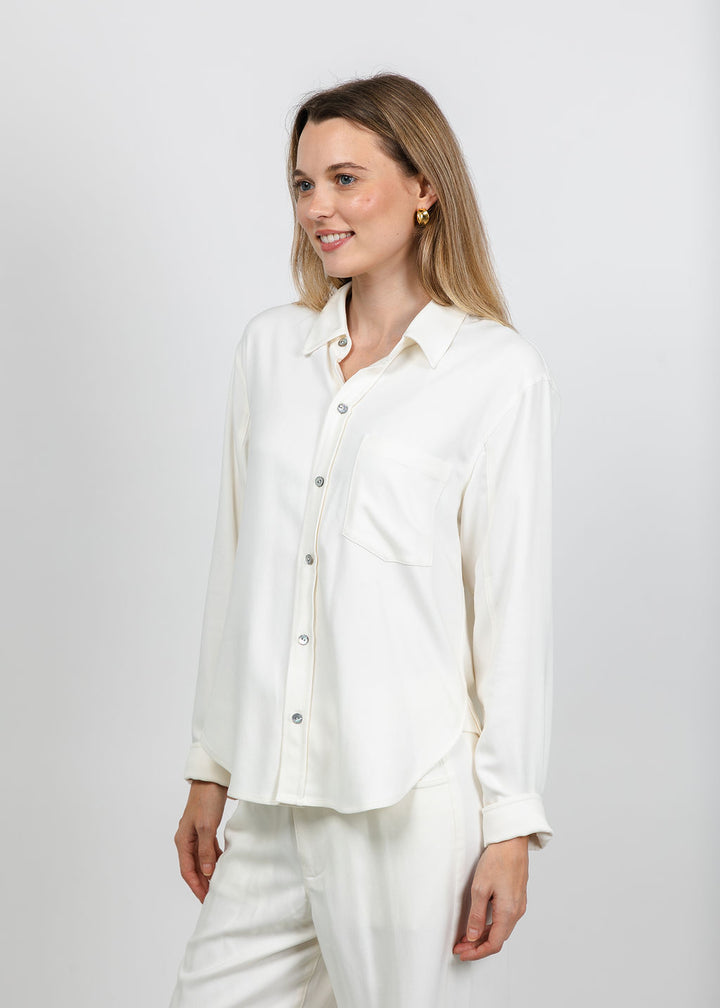 Citizens of Humanity Kayla Shrunken Shirt in Winter White available at Barbara Katz