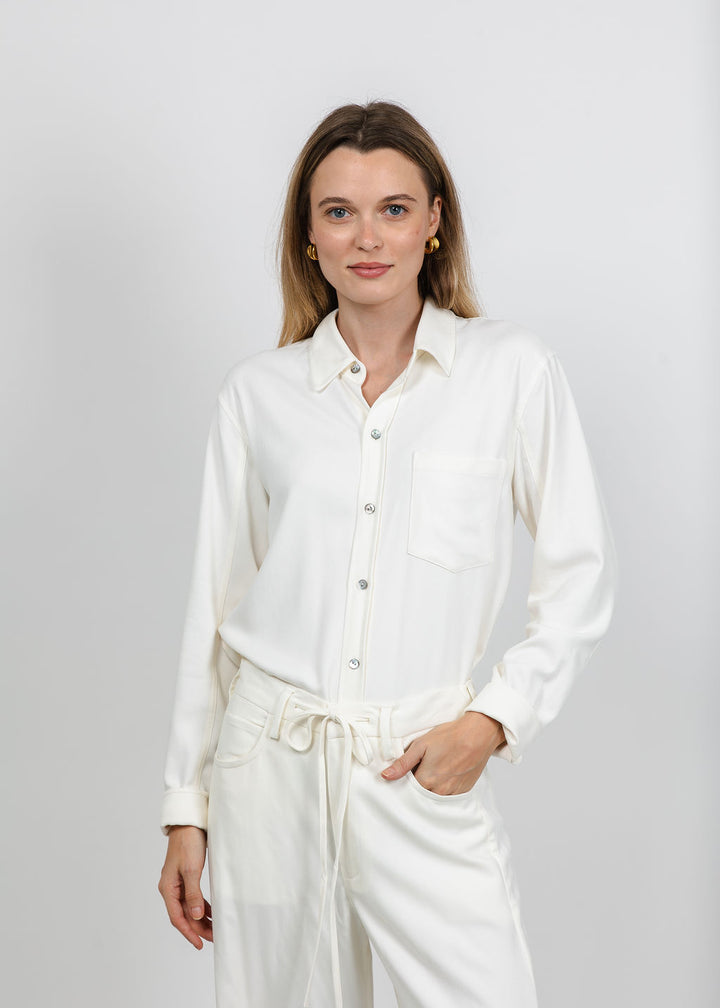 Citizens of Humanity Kayla Shrunken Shirt in Winter White available at Barbara Katz