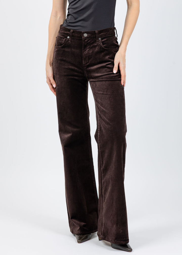 Citizens of Humanity Kimberly 70's Flare Velvet Pants in Espresso available at Barbara Katz