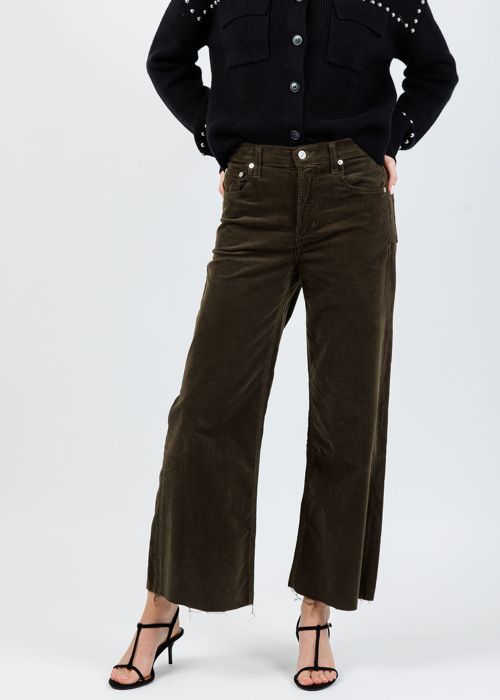 Citizens of Humanity Lyra Wide Leg Crop Corduroy in Costes available at Barbara Katz