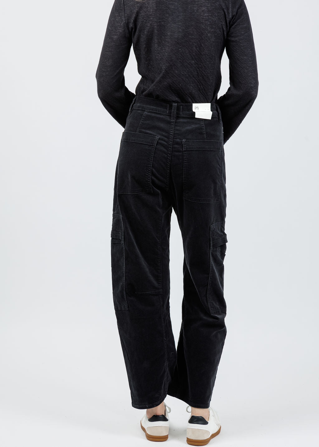 Citizens of Humanity Marcelle Low Slung Easy Cargo Corduroy in Charcoal available at Barbara Katz