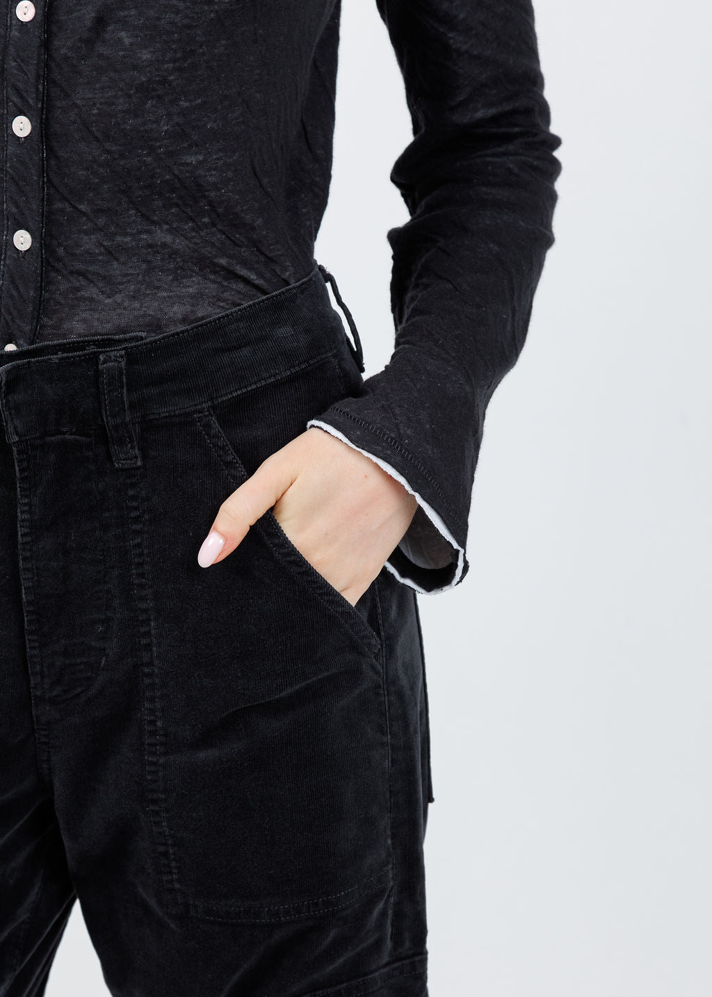 Citizens of Humanity Marcelle Low Slung Easy Cargo Corduroy in Charcoal available at Barbara Katz