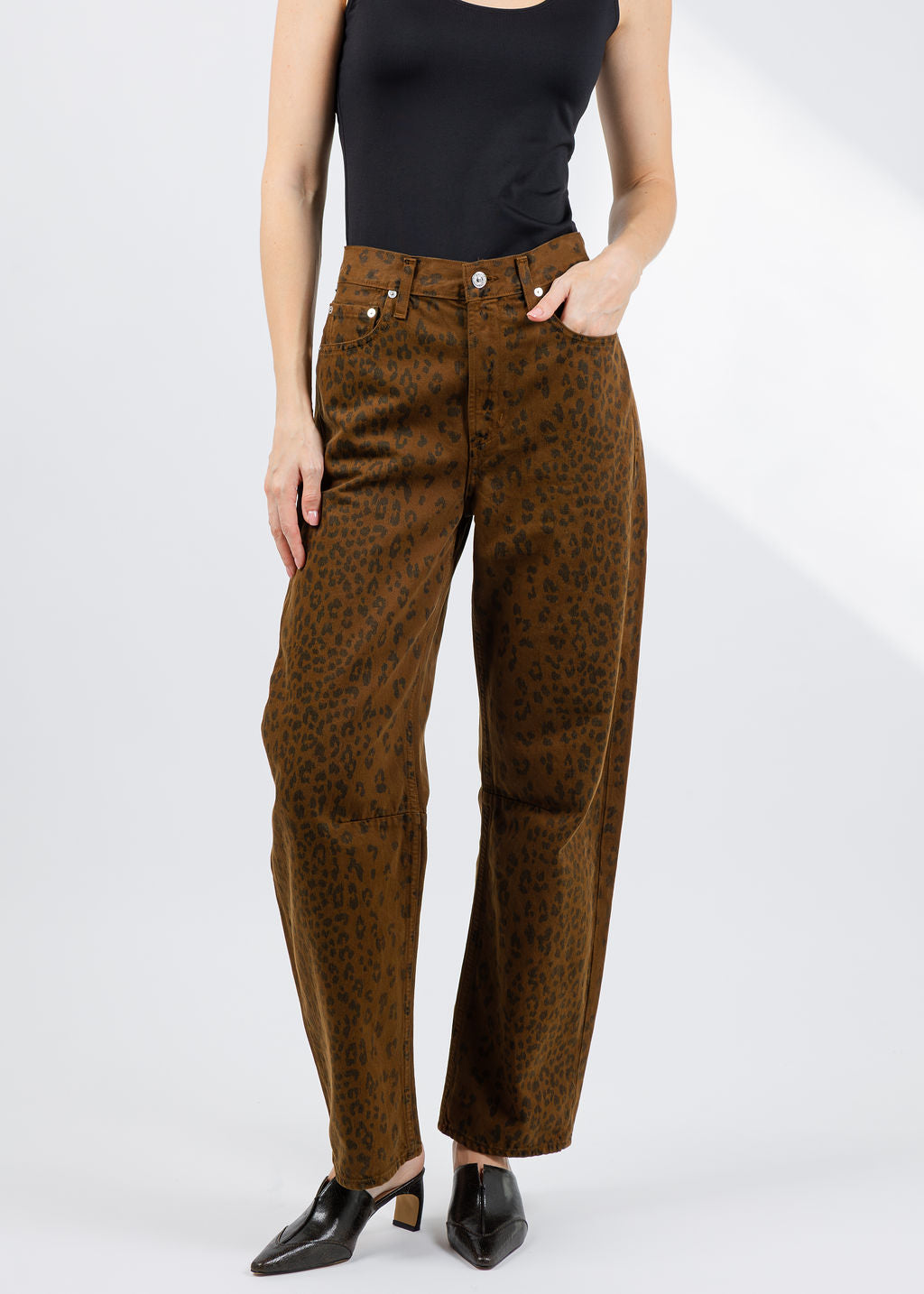Citizens of Humanity Miro Long Relaxed Jeans in Sepia Cheetah available at Barbara Katz